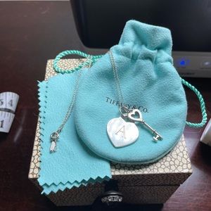 Tiffany & Co “A” heart pendent & 18” chain